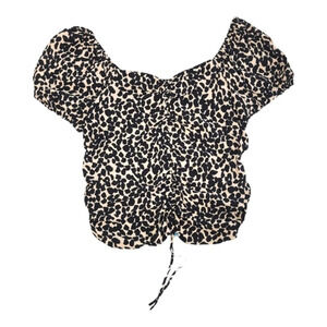 H&M Black White Short Sleeve Elastic Crop Top Sweetheart Size L